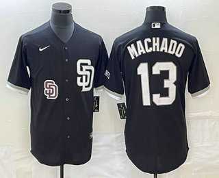 Mens San Diego Padres #13 Manny Machado Black 2023 Cool Base Stitched Jersey